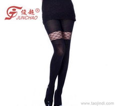 俊超380D网格竖条提花连裤袜 秋冬复古风尚与外贸商机